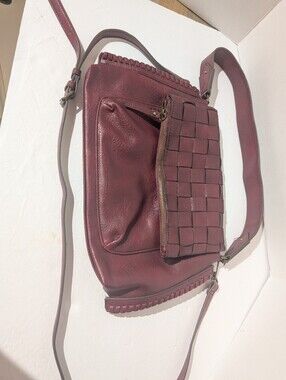 Walmart Woven Oxblood Faux Leather Front Crossbody Bag - Burgundy